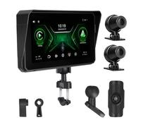Xnuiasqe Tableau de Bord Numérique de Moto Carplay Android Auto DVR Lecteur Intelligent Portable 6 Pouces Étanche IPX8 avec 2 Caméras Haut-Parleurs.
