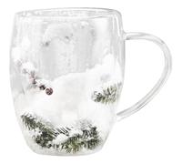Xnuiasqe Tasse de Noël en Verre à Double Paroi, Ensemble de Tasses Mignonnes pour Chocolat Chaud et Café, Verres à Double Paroi Isolants, Tasse à Thé, Tasse à Lait Transparente