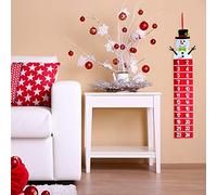 Xnukaw Calendrier de L' de Noël en Tissu Non tissé 96x15,5 Cm à Suspendre | Décor de Noël Réutilisable, 24 Poches Numérotées pour Friandises, Adaptées à la Porte de la Maison ou à la Suspension D'un