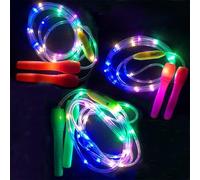 Xnukaw Corde à Sauter Qui Brille dans le Noir, 280 Cm Réglable LED | 23 Perles LED, 3 Modes D'éclairage, Poignées ABS + PVC, pour Enfants et Adultes, Exercice de Fête