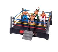 Xnukaw Ensemble de Jeu de Lutte avec 4 Figurines d'action et Cordes à | Anneau de Stade de 14 Pouces, Tapis à Ressort pour un Rebond Authentique, Comprend 4 Jouets de Lutte, adapté aux Enfants