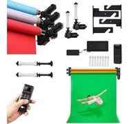 XNXYSMKJ Kit de systèmes de Support de Fond à Rouleau motorisé, Support de Toile de Fond Mural au Plafond électrique avec télécommande, Support de Fond sur Pied avec 2/3/4/6 Rouleaux (2 Roller)