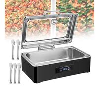 XNXYSMKJ Réchaud à Aliments Commercial 500W pour Buffet avec 1 Grille, Chauffe-Plat électrique en Acier Inoxydable pour Banquet, Restaurant, Pique-Nique ou fête