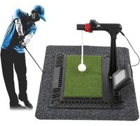 XNXYSMKJ Tapis d;entraînement au Swing de Golf avec écran numérique, kit d;entraînement Comprenant 2 Clubs et 3 balles, simulateur de Golf Portable avec Assistance vocale, Facile à Transporter