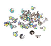 XNXYZABCE Rivets en Strass Transparents, 100 Rivets Strass Cristal AB 6-8 mm, 19 Couleurs(Crystal AB,6MM)
