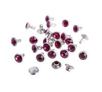 XNXYZABCE Rivets en Strass Transparents, 100 Rivets Strass Cristal AB 6-8 mm, 19 Couleurs(Fuchsia,8MM)