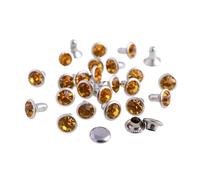 XNXYZABCE Rivets en Strass Transparents, 100 Rivets Strass Cristal AB 6-8 mm, 19 Couleurs(Topaz,8MM)