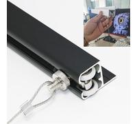 XNXYZABCE Système d'accrochage Clip-Rail Gallery, Kit de suspension rail photo noir, for exposition d'art, support mural au plafond avec câbles 1 à 3.5m(Wall Mount,6.5"/2m Cable)