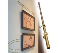 XNXYZABCE Système d'accrochage Clip-Rail Gallery, Système de suspension cimaise avec chaînes en or, affichage artistique, étagère à photos, plusieurs tailles(150cm/59in/5ft)