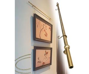 XNXYZABCE Système d'accrochage Clip-Rail Gallery, Système de suspension cimaise avec chaînes en or, affichage artistique, étagère à photos, plusieurs tailles(210cm/82.6in/6.8ft)