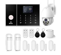 XNY Alarme Maison sans Fil Intelligent WiFi avec Caméra Surveillance Étanche IP66, 120db Sirène Kit Alarme Maison sans Fil 4G avec Caméra 1080P, Compatible avec Alexa et Assistant Google