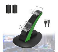 XNZJHPP Chargeur à Double poignée, Station de Charge Double avec 2 Batteries et indicateur LED, Base antidérapante pour Un Transport facilité (Blanc). (Black)