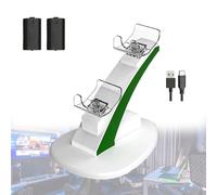 XNZJHPP Chargeur à Double poignée, Station de Charge Double avec 2 Batteries et indicateur LED, Base antidérapante pour Un Transport facilité (Blanc). (White)