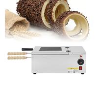XNZJHPP Four à cheminée pour gâteaux, Machine à Pain à cheminée électrique, Machine à Cornets de Glace Professionnelle avec 2 moules en Acier Inoxydable et poignées Bois Boulangerie