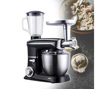 XNZJHPP Robot pâtissier pour Usage Domestique et Professionnel, avec Fonction mixeur-Blender et centrifugeuse. Corps en ABS avec Bordures métalliques. Grande capacité (Black)