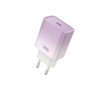 XO Chargeur rapide PD 1XUSB-C 30W avec câble USB-C - USB-C pour tous les téléphones iPhone, Xiaomi, Huawei, Motorola et Samsung, violet-blanc