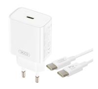 XO Chargeur Secteur USB-C Power Delivery 20W Compact avec Câble USB-C 60W Blanc