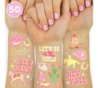 xo, Fetti Cowgirl Temporary Tattoos Decorations - 46 Styles à paillettes | Horse Birthday Party Supplies, Rodeo Favors, Yeehaw, Boots Arts and Crafts