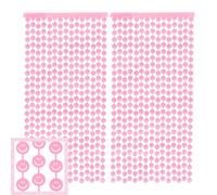 xo, Fetti Lot de 2 Rideaux décoratifs de fête en Aluminium Rose avec Visage Souriant | Décorations de fête d'anniversaire Pastel pour Enterrement de Vie de Jeune Fille, Fournitures de fête prénatale,