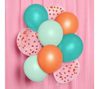 xo, Fetti Lot de 24 ballons en latex orange + bleu sarcelle | Décorations d'anniversaire Showgirl pour enterrement de vie de jeune fille