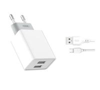 XO L65 Pack Chargeur Secteur 2x USB + Câble USB vers MicroUSB 1m