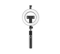 XO SS12 Perche à selfie trépied avec anneau lumineux - Télécommande sans fil Bluetooth portable, rotation à 360°, trépied pliable pour téléphone portable