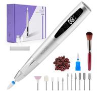 Xoali Ponceuse pour Ongles Professionnel 35000 tr/min,13 en 1 Lime a Ongle Electrique Sans Fil avec écran LCD,Kit de Manucure Pédicure Vitesse Réglable (Silver)