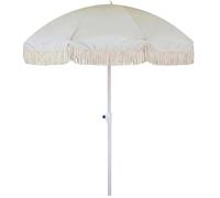 XOBRJQZ Bohème Parasol de Plage Portable Franges Ø200 cm, UPF 50+ Parasol de Table avec Inclinaison Réglable, Parasol pour Jardin, Piscine