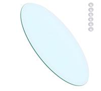XOBRJQZ Plateau De Table Rond en Verre, Transparent - Trempé - Surface en Verre, Poli Plat Sûr, Protecteur De Table De Remplacement(42cm)