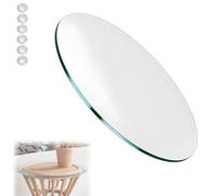 XOBRJQZ Plateau de Table Rond en Verre Trempé - 8 Mm D’épaisseur Transparent avec Bord Plat Poli, Plateau en Verre de Remplacement, Polyvalent pour Les Repas, Bureau, Table D’appoint(90cm)