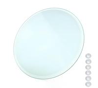 XOBRJQZ Plateau de Table Rond en Verre, Verre Trempé Transparent de 8 Mm D’épaisseur avec 6 Anneaux en Caoutchouc Antidérapants, Remplacement du Protecteur de Table de Salle À Manger/Cuisine(42cm)