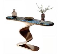 XOBRJQZ Table Console en marbre de Luxe 138 cm avec éclairage d’Ambiance LED Intelligent sans Fil, Grande Table d’entrée Longue derrière canapé pour Salon, Couloir et Foyer