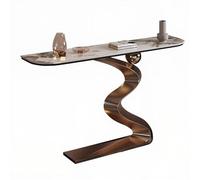 XOBRJQZ Table Console Marbre avec Lumière à Capteur Intelligent, Acier Inoxydable 304 Doré, Table de Sofa de Luxe Moderne pour Salon, Couloir et Entrée, Éclairage LED Intégré(150x35x85cm)