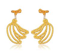 XOCARTIGE Boucles d'oreilles pendantes en perles de rocaille de style bohème faites à la main - Fruits tropicaux - Flamant rose, Métal Métal Perle, Perle