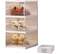 xocome Boîte à chaussures - Boîte à chaussures pliable transparente - Présentoir à chaussures en plastique empilable et peu encombrant - Convient pour les chaussures de sport jusqu'à la taille 46