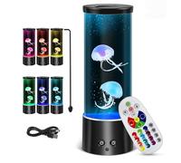 xocome Lampe Meduse, Jellyfish Lampe a Lave 17 Effets de Lumière Changeants de Couleur - Aquarium Réservoir avec Télécommande, USB Lampe de Bureau pour Cadeau Noël Anniversaire et Décoration (Noir)
