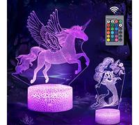 xocome Veilleuse 3D Licorne Sirène 16 Couleurs 2 Motifs avec Désactivation Automatique, Commande Tactile Intelligente et Télécommande - Lumières Licorne pour Chambre de Fille - Jouets - Cadeau d