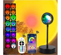 xoddi Lampe de coucher de soleil rotative à 360 ° - Avec application et télécommande - Lampe de projection de coucher de soleil - 16 couleurs - Pour selfie - Décoration esthétique