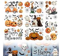 XoeLLe 102 Pieces Autocollant Halloween Fenêtre, Stickers Halloween Fenetre, Citrouille, Fantôme, Squelette, Chauve-Souris, Araignée, Autocollants Décoratifs, pour Décoration de Fête de Carnaval