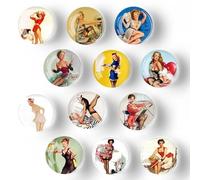 XoeLLe 12 Pièces Déesse Aimant Frigo 3D, Magnet Plat pour Réfrigérateur, Armoires, Tableau Magnétique et Blanc, Cuisine (30 mm)