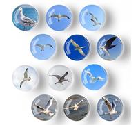 XoeLLe 12 Pièces Mouette Aimant Frigo 3D, Magnet Plat pour Réfrigérateur, Armoires, Tableau Magnétique et Blanc, Cuisine (30 mm)