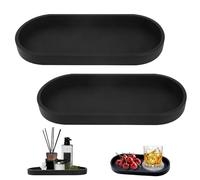 XoeLLe 2 Pièces Plateau Salle de Bain en Silicone Polyvalent Adapté À de Multiples Environnements Rangement et Organisation Efficaces Antidérapant Robuste et Durable Facile À Nettoyer Édition Noire