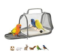 XoeLLe Cage A Oiseaux Doté d'un Perchoir en Bois Intégré Et d'un Plateau Amovible Conçu À Partir d'une Combinaison De PVC Transparent Et De Tissu en Maille Permet Une Observation Aisée