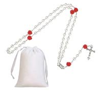 XoeLLe Chapelet Catholique, Croix Chretienne Homme Chapelet, Collier Croix, Cadeau Communion Fille, Chapelet de Perles de Rose Clair, Médaille du sol sacré, Crucifix avec Sac à Cordon Velours