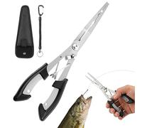 XoeLLe Pince De Pêche 21 cm Retrait D'hameçons Coupe de Fil Ouverture D'anneaux Brisés et Sertissage de Plombs Multifonctionnalité Tout(Pince en Acier Inoxydable × 1, Étui × 1, Cordon de Sécurité × 1)