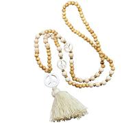 XoeLLe Sautoir Long Boheme, avec Pompons et Perles en Bois, Collier Long Femme, Collier Breloque Femme, Parfait pour Les Anniversaires, la Saint-Valentin, la Fête des Mères, Noël et Thanksgiving