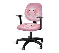 Xoenoiee Adorable Axolotl Rose Imprimée 2 Ensembles de Housse de Siège de Bureau avec Housse de Dossier en Polyester Housse de Chaise d'Ordinateur Extensible Housse de Chaise de Bureau Déhoussable