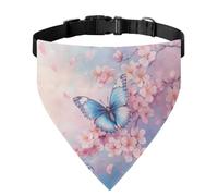 Xoenoiee Collier bandana pour chien et chat avec motif papillon rose et fleur de cerisier - Collier bandana doux et réglable avec boucle et anneau en métal - Taille S