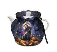 Xoenoiee Couvre-théière isotherme pour Halloween - Garde au chaud - Chauve-souris et citrouille - Pour la maison, la cuisine, la table