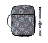 Xoenoiee Dog Paws Lot de 4 étuis de protection pour livre avec lanière, porte-clés, chapstick, étui avec marque-page, protection avec poignée, fermeture éclair et poches pour taille standard de la